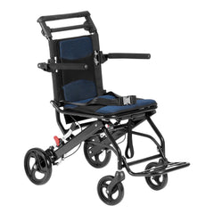 Wheelchair, Aluminum Alloy Ultra-Lightweight Transport Chair for Adults, Foldable Cabin Wheelchair with Flip-Back Desk-Length Arms, Self-locking Brake, 15.75-Inch Wide Seat, 220lbs Load