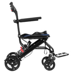 Wheelchair, Aluminum Alloy Ultra-Lightweight Transport Chair for Adults, Foldable Cabin Wheelchair with Flip-Back Desk-Length Arms, Self-locking Brake, 15.75-Inch Wide Seat, 220lbs Load