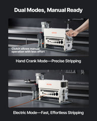 Electric Wire Stripper Machine, 1.5-40 mm, 11 Channel Automatic Copper Cable Stripper, 370W Wire Stripper Tool with Manual Hand Crank Mode, Emergency Stop Button, for Scrap Copper Recycling