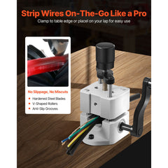 Manual Wire Stripping Machine, 1.5-25 mm, Portable Copper Stripper with Hand Crank or Drill Powered, 64Mn Quenched Blades, 45# Steel Rollers, ABS & PC Wire Peeler, for Scrap Copper Recycling
