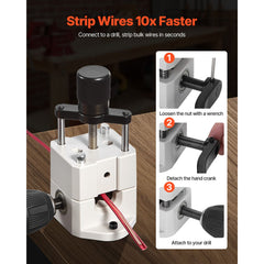 Manual Wire Stripping Machine, 1.5-25 mm, Portable Copper Stripper with Hand Crank or Drill Powered, 64Mn Quenched Blades, 45# Steel Rollers, ABS & PC Wire Peeler, for Scrap Copper Recycling