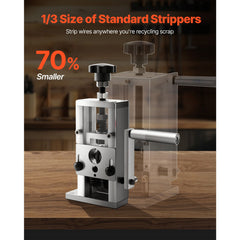 Manual Wire Stripping Machine, 1.5-25 mm, Copper Stripper with Hand Crank or Drill Powered, 64Mn Quenched Blades, 45# Steel Rollers, Aluminum Alloy Frame Wire Peeler, for Scrap Copper Recycling