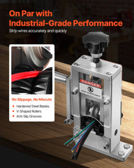 Manual Wire Stripping Machine, 1.5-25 mm, Copper Stripper with Hand Crank or Drill Powered, 64Mn Quenched Blades, 45# Steel Rollers, Aluminum Alloy Frame Wire Peeler, for Scrap Copper Recycling