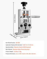 Manual Wire Stripping Machine, 1.5-25 mm, Copper Stripper with Hand Crank or Drill Powered, 64Mn Quenched Blades, 45# Steel Rollers, Aluminum Alloy Frame Wire Peeler, for Scrap Copper Recycling