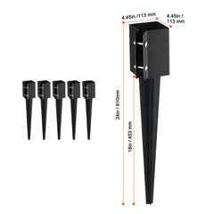 Fence Post Anchor Ground Spike 6 Pack 24 x 4 x 4 In Metal Fence Stakes