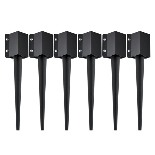 Fence Post Anchor Ground Spike 6 Pack 24 x 4 x 4 In Metal Fence Stakes