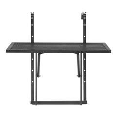 Balcony Hanging Table, 610 x 410 mm Metal Folding Balcony Railing Table, Outdoor Balcony Bar Table for Railings, 5-Level Adjustable, Fit Railing from 1" to 4.7", Serving Table for Patio & Deck