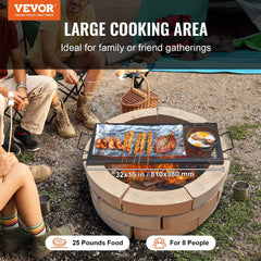 X-Marks Fire Pit Grill Grate, Rectangle Cooking Grate, Heavy Duty Steel Campfire BBQ Grill Grid with Handle & Support X Wire, Portable Camping Cookware for Outside Party Gathering, 81 cm Black