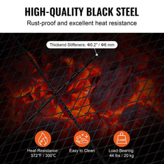 X-Marks Fire Pit Grill Grate, Rectangle Cooking Grate, Heavy Duty Steel Campfire BBQ Grill Grid with Handle & Support X Wire, Portable Camping Cookware for Outside Party Gathering, 81 cm Black