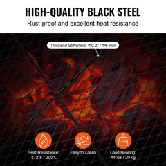 X-Marks Fire Pit Grill Grate, Rectangle Cooking Grate, Heavy Duty Steel Campfire BBQ Grill Grid with Handle & Support X Wire, Portable Camping Cookware for Outside Party Gathering, 81 cm Black