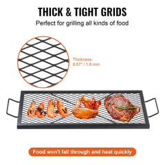 X-Marks Fire Pit Grill Grate, Rectangle Cooking Grate, Heavy Duty Steel Campfire BBQ Grill Grid with Handle & Support X Wire, Portable Camping Cookware for Outside Party Gathering, 81 cm Black