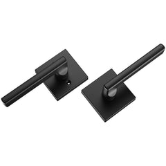 Passage Door Handle, 1 Pack Matte Black Door Lever, Left or Right Handing Reversible Lever Non-Locking, Rotation to Open, Square Interior Door Handles for Hallways, Closets, Meeting Spaces