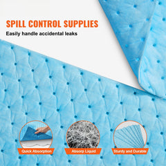 Spill Absorbent Pads, Water Absorbing Mat Pad in Dispenser Box, 6 Gal Capacity, 15" L x19" W Polypropylene Absorbent Pad for Water, 30 pcs per Box