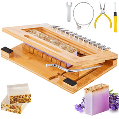 Soap Cutter, Cut 1-12 Bars, Precisely and Accurately Cut 1 Inch Bars, Bamboo Soap Slicer With Steel Wire, Multi Handmade Soap Wire Cutter for Loaf Candles Cheese Butter DIY Making Tool