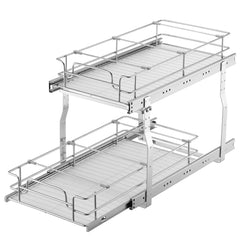 12"Wx21"Dx15"H Pull Out Cabinet Organizer, Heavy Duty Slide Out Pantry Shelves, Steel Roll Out Drawers, Sliding Drawer Storage for Home Under Sink, 13.5"Wx22"Dx18"H Install Size for Cabinet