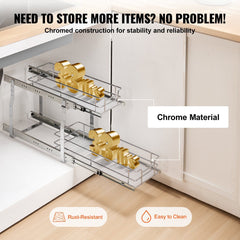 215 x 533 x 385mm Pull Out Cabinet Organizer, Heavy Duty Slide Out Pantry Shelves, Steel Roll Out Drawers, Sliding Drawer Storage for Home Under Sink, 245 x 563 x 485 mm Install Size for Cabinet