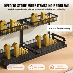 2-Tier Wire Pull Out Cabinet Under Sink Basket Organizer 10.7"x14.2" 2PCS