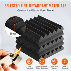 Acoustic Foam Panels 36 Pack 12 x 12 x 2 in for Studio Wall and Ceiling
