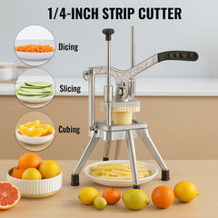 Commercial Vegetable Fruit Chopper 1/4" Blade Heavy Duty Professional Food Dicer Kattex French Fry Cutter Onion Slicer Stainless Steel for Tomato Peppers Potato Mushroom