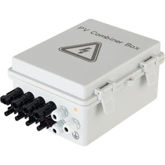 PV Combiner Box, 4 String with 15A Rated Current Fuse, 63A Circuit Breaker, Lightning Arreste Connector for On/Off Grid Solar Panel System, IP65