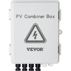 PV Combiner Box, 4 String with 15A Rated Current Fuse, 63A Circuit Breaker, Lightning Arreste Connector for On/Off Grid Solar Panel System, IP65