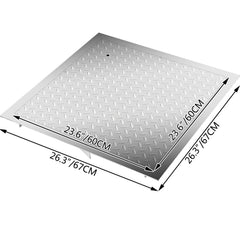 Recessed Manhole Cover 60 x 60 cm Clear Opening, Galvanized Steel Drain Cover Overall Size 67 x 67 cm, Sealed Square Manhole Cover and Frame, Steel Man Hole Lid Inspection Access for Boat/