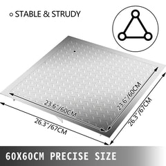 Recessed Manhole Cover 60 x 60 cm Clear Opening, Galvanized Steel Drain Cover Overall Size 67 x 67 cm, Sealed Square Manhole Cover and Frame, Steel Man Hole Lid Inspection Access for Boat/