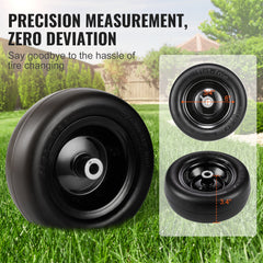 Lawn Mower Tires with Rim, 11x4-7" Tubeless Tractor Tires, 2-Pack Tire and Wheel Assemby, Flat-free PU Tire, 3.4" Centered Hub, 3/4" Bushing Size, 20 PCS Adapters for Riding Mowers Lawn Tractors
