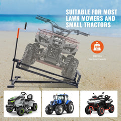 Ride on Lawn Mower Lift Jack, 880 Lbs Weight Capacity, Telescopic Maintenance Jack with Crank Handle & Power Tool Handle, Foldable Lawn Tractor Lifter for Lawn Mowers and Garden Tractors, Black