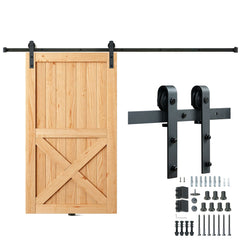 8FT Sliding Barn Door Hardware Closet Track Kit for Single Door J Hanger