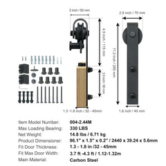 8FT Sliding Barn Door Hardware Closet Track Kit for Single Door J Hanger