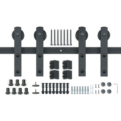 8FT Sliding Barn Door Hardware Closet Track Kit for Double Doors I Hanger