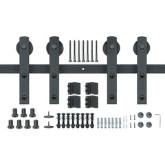 8FT Sliding Barn Door Hardware Closet Track Kit for Double Doors I Hanger