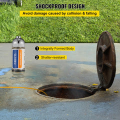 Sonde Locator, 512 Hertz Frequency, Rigid Drain Locator with 8/5" and 1/4-20" Connectors for Locating & Detecting Small Sewer & Pipelines, Up to 25' Depth Water Line, Flashing for Transmitting