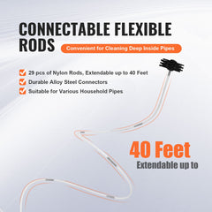 12.2M Dryer Vent Cleaner Kit, 29 Pieces Duct Cleaning Brush, Reinforced Nylon Dryer Vent Brush, Dryer Cleaning Tools Lint Remover with Flexible Lint Trap Brush, Clamp Connectors