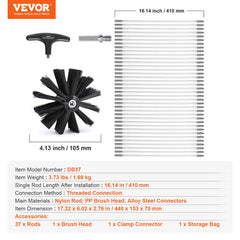 15.24M Dryer Vent Cleaner Kit, 37 Pieces Duct Cleaning Brush, Reinforced Nylon Dryer Vent Brush, Dryer Cleaning Tools Lint Remover with Flexible Lint Trap Brush, Clamp Connectors