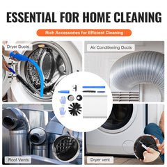 12.2M Dryer Vent Cleaner Kit, 29 Pieces Duct Cleaning Brush, Reinforced Nylon Dryer Vent Brush with Complete Accessories, Dryer Cleaning Kit with Flexible Lint Trap Brush, Clamp Connectors