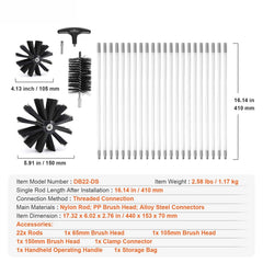 22 Pieces 9.1M Dryer Vent Cleaner Kit, Include 3 Different Sizes Flexible Lint Trap Brush, Reinforced Nylon Duct Cleaning Dryer Vent Brush, Dryer Cleaning Kit with Clamp Connectors