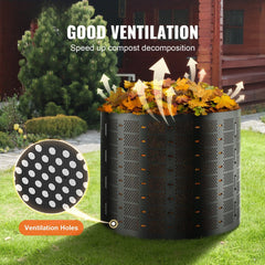 Compost Bin 1000 L, Outdoor Expandable Composter, Easy to Setup & Large Capacity Composting Bin, Fast Creation of Fertile Soil