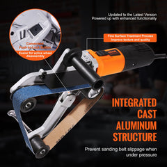 Pipe Tube Polisher Sander, 1300W Pipe Belt Sander with 6 Variable Speeds 1100-3200rpm, Professional Belt Sander Grinding Machine with 50PCS Sanding Belts for Burnishing Finishing Rust Removal