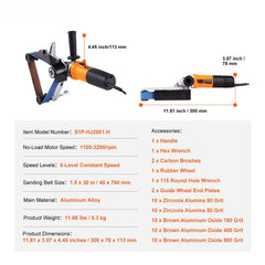 Pipe Tube Polisher Sander, 1300W Pipe Belt Sander with 6 Variable Speeds 1100-3200rpm, Professional Belt Sander Grinding Machine with 50PCS Sanding Belts for Burnishing Finishing Rust Removal