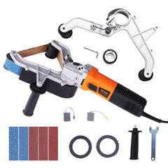 Pipe Tube Polisher Sander, 1300W Pipe Belt Sander with 6 Variable Speeds 1100-3200rpm, Professional Belt Sander Grinding Machine with 50PCS Sanding Belts for Burnishing Finishing Rust Removal