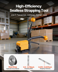 Banding Strapping Kit, Heavy Duty A3 Steel Banding Sealer Tool with Adjustable Width, Manual Metal Pallet Packaging Strapping Kit for Warehouse, Transportation, Industrial Bundling, Home Use