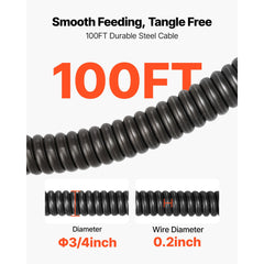 Drain Cleaner Machine 30m x 19mm, Auto Feed Sewer Snake Auger, Portable Drain Cleaning Machine with Multi-Wheel Combination, 6 Cutters & Air-Activated Foot Switch for 100mm to 200mm Pipes