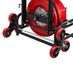 Drain Cleaner Machine 22m x 12.7mm, Auto Feed Sewer Snake Auger, Portable Drain Cleaning Machine with Climbing Wheels, Adjustable Drum, 8 Cutters & Foot Switch for 50mm to 150mm Pipes