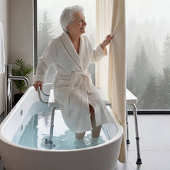 Tub Transfer Bench for Bathtub, 180 kg Capacity Heavy Duty Shower Chair with Arm, Backrest and Curtain Slot, Height Adjustable Shower Bench Bath Seat for Adults, Seniors, Elderly and Disabled