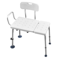Tub Transfer Bench for Bathtub, 180 kg Capacity Heavy Duty Shower Chair with Arm, Backrest and Curtain Slot, Height Adjustable Shower Bench Bath Seat for Adults, Seniors, Elderly and Disabled