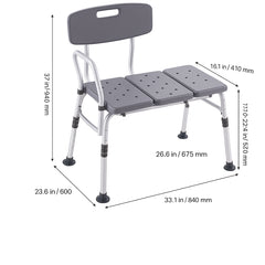 Tub Transfer Bench for Bathtub, Adjustable Shower Seats for Adults, Lightweight Shower Bench for Elderly and Disabled, Non-Slip Bath Seats with Armrest and Reversible Backrest, 400lbs Capacity