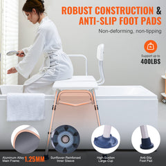 Tub Transfer Bench Bathtub Shower Seat for Senior Height Adjustable 400LBS