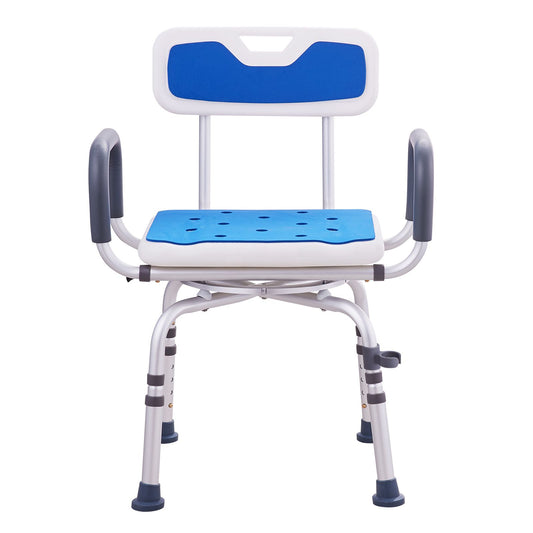 Swivel Shower Chair 360 Degree, Adjustable Shower Seat with Armrests and Backrest for Inside Shower or Bathtub, Non-Slip Rotating Bathtub Chair Seat for Elderly Disabled Injured, 400lbs Capacity